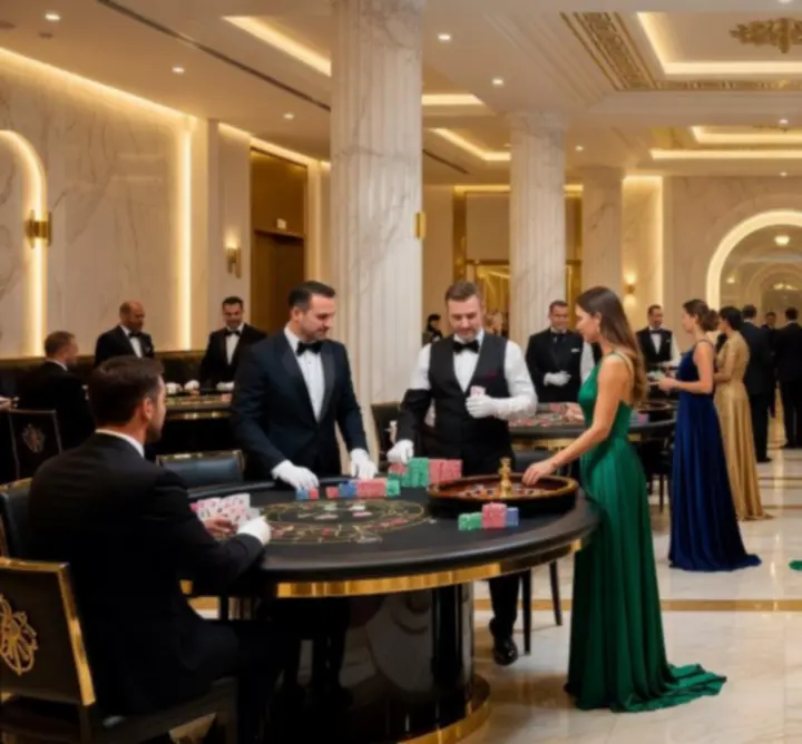Premium βραδιά καζίνο με poker tables και επισκέπτες σε κομψό χώρο στην Αθήνα