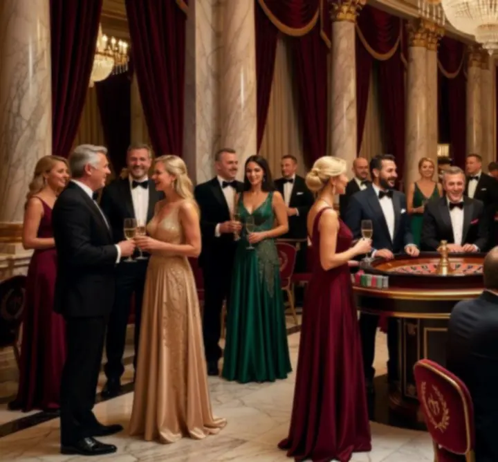Καλεσμένοι σε κομψή εταιρική εκδήλωση με casino-style διακόσμηση